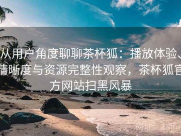 从用户角度聊聊茶杯狐：播放体验、清晰度与资源完整性观察，茶杯狐官方网站扫黑风暴